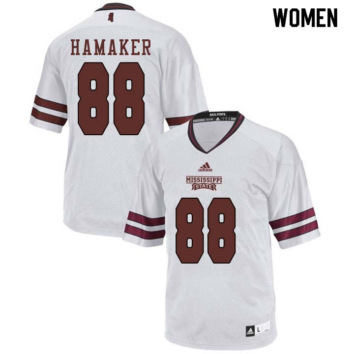 Women #88 Aaron Hamaker Mississippi State Bulldogs College Football Jerseys Sale-White - Click Image to Close